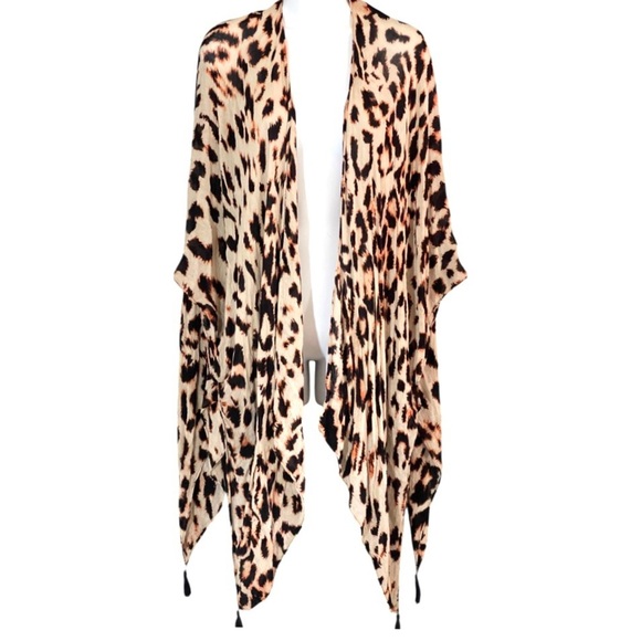 Saks Fifth Avenue Other - Saks Fifth Avenue Leopard Print Kimono Swimsuit Cover-Up L Retro Rockabilly
